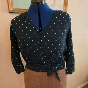 Madwell Green Polkadot wrap top